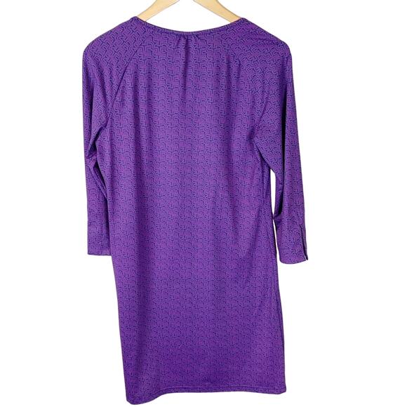 Ellie Kai Purple Geometric Dress Nylon Spandex Midi Size 4 - Picture 7 of 7